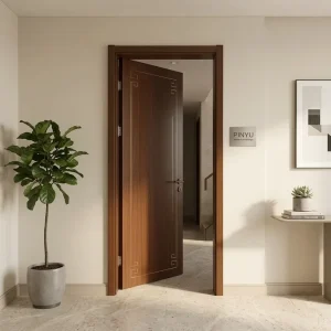Full Grain Plain Slab Dark Walnut Solid Wood Wardrobe Interior Door