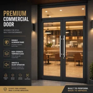 Full-View Aluminum Glass Double Door Weather- and Sound-Insulated Commercial Mall Shop Front Door
