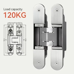 GD100 80KG Zinc Alloy 180 Degree 3D Adjustable Concealed Hinge for Apartments