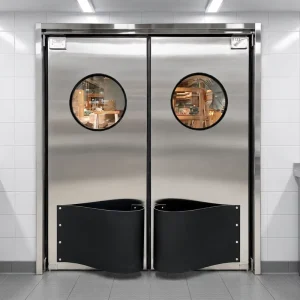 GMP Double Leaf Stainless Steel Free Impact Swing Door for Catering Food Processing Workshop