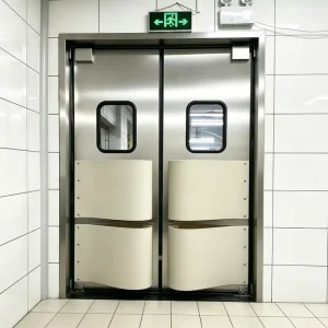 GMP Standard Double-Leaf Stainless Steel Anti-Collision Free-Swing Door for Pharmaceutical, Cosmetic, and Cleanroom Use