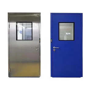 GMP Standard Stainless Steel Hospital Cleanroom Hermetic Single Door for Pharmacy Hospital Lab
