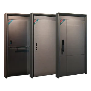 Galvanized Steel Security Entrance Door Finished Anti-Theft Front Entry Fire-Rated for Villas
