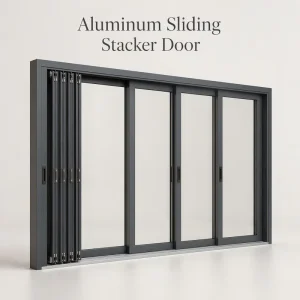 German Style Double Glass Aluminum Sliding Stacker Door with Fiberglass Screen for Villa