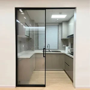 Ghost Series Ultra-Narrow Slim Frame Double Tempered Glass Aluminum Alloy Sliding Door for Kitchen and Bathroom