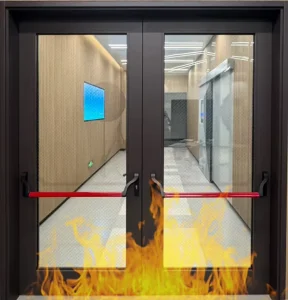 Glass Fireproof Security Door with External Steel Frame