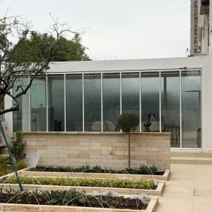Glass Folding Door Accordion Aluminum Balcony Glazing Door Stack on Side