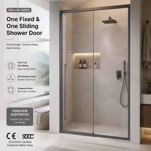 Glass Framed Single Fixed and Sliding Shower Door Hotel Commercial Apartment Renovation Projects
