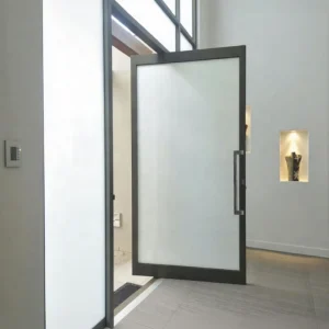 Glass Pivot Door for Villa Exterior, Aluminum Alloy Modern French Double-Glazing Entry Door