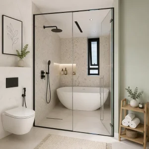 Glass Shower Doors Pivot Door Aluminum Alloy Frame 10mm Tempered Safety Glass With 304 Stainless Steel for Factory Direct
