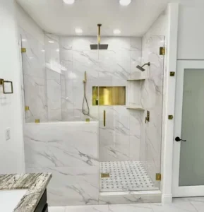 Gold Frameless Sliding Tempered Glass Shower Door