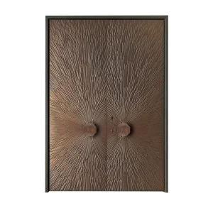 Golden Brass Finish Cast Aluminum Main Door for Residential Use