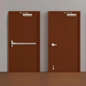 Gray Steel Wooden Fire Door for Hotel Interior or Villa Main Door with Finished Surface