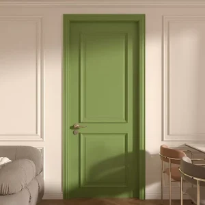 Green Painted French-Style Customized Interior Solid Wood Door for Bathroom and Kitchen