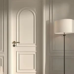 Green and Cream Solid Wood Swing Door, Baked-Paint Finish, French European Style