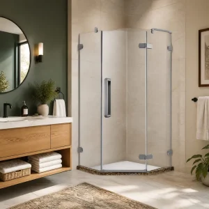 Grey Neo-Angle Corner Swing-Door Shower Enclosure for Bathroom Hotel Home