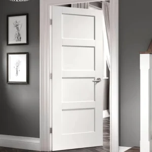 Guangdong Customize Interior Bedroom White Primed Solid Core Wood Single Prehung Interior Shaker Door
