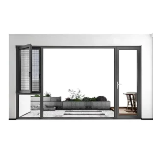 HS-115 Broken Bridge Aluminum Doors and Windows with Triple Tempered Glass and Optional Wood Grain Coating