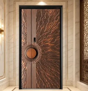 Hand-Carved Cast Aluminum Main Door Heavy-Duty Embossed Double Security Door for Villa Entrance