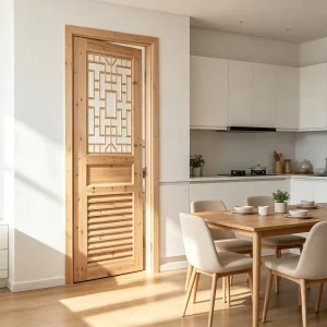 Hand Carved Wooden Lattice Interior Door Custom Size Solid Wood