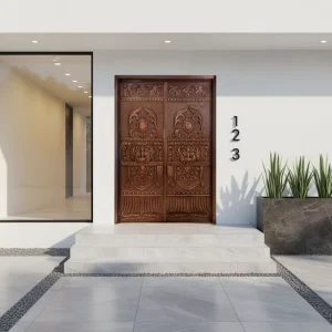 Hand-Finished Made-to-Order Double Copper Entry Door with Moisture Resistance