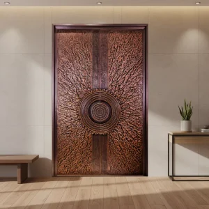 Hand Forged Copper Entry Door with Seamless Welded Construction