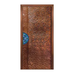 Hand Forged Copper Villa Entry Door with Cloisonne Inlay, Custom Size, Smart Lock, Soundproof, Insulated, Fireproof