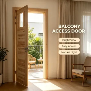 Hand-Polished Fir Glass Interior Door