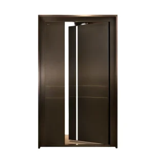 Handcrafted Weather-Resistant Copper Entry Door with LED Strip and Solid Wood Panel