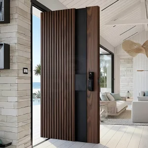 Handmade Carved Solid Wood Security Pivot Entry Door for Villa or Private House