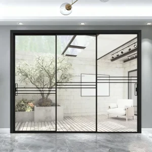 Heat broken Aluminum Profile Glass Sliding Door Narrow frame Trackless Aluminum Alloy Soundproof Sliding Door