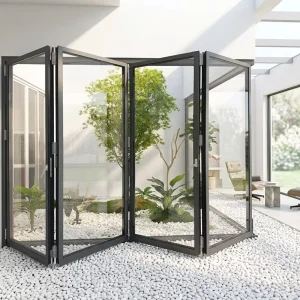Heavy-Duty Aluminum Alloy Glass Folding Door for Outdoor Use, Windproof, Minimalist Design