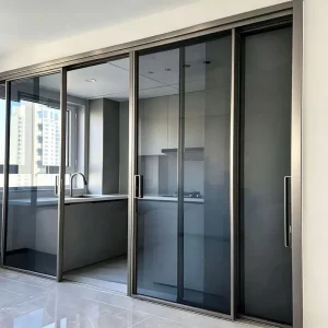 Heavy Duty Black Frame Aluminum Entrance Sliding Door Multi Safety Lock for Commercial Building Hotel Front Space