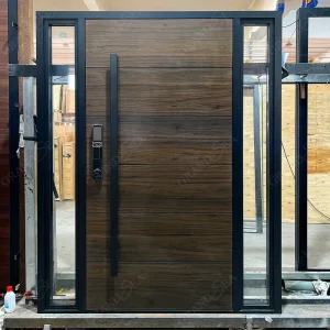 Heavy Duty Cast Aluminium Offset Pivot Door Weather Resistant Smart Entrance Door for House