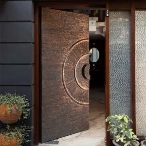 Heavy-Duty Custom Aluminum Alloy Wood Grain Front Entry Pivot Door