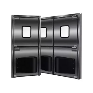 Heavy-Duty Double Swing Traffic Door with Impact-Resistant Panels for Warehouses and Logistics