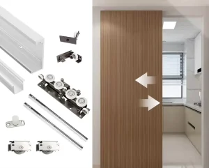 Heavy Duty Ghost Door Hardware Set with Invisible Track for Wooden Sliding Doors