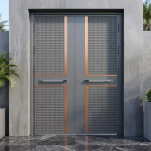 Heavy-Duty Modern Cast Aluminum Double Entry Door for Home Villa Apartment and Office