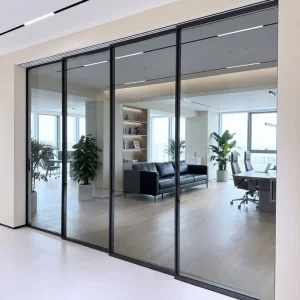 Heavy-Duty Multi-Track Aluminum Sliding Door with Double-Glazed Tempered Glass for Garage