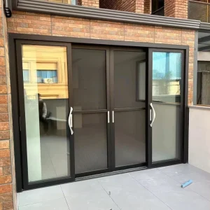 Heavy-Duty Narrow Broken Bridge Aluminum Alloy Sliding Glass Door with Tempered Glass for Office, Villa, or Courtyard Partition