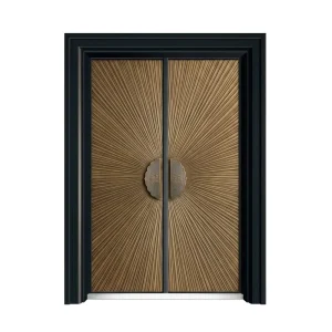 Heavy Duty Reinforced Security Door Golden-Brown Soundproof Thermal DDN-8071 China Factory