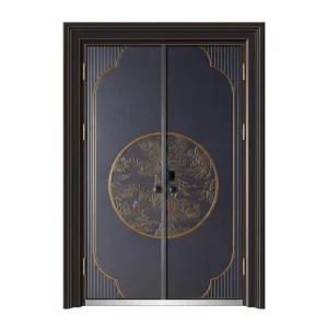 Heavy Duty Reinforced Security Door Navy Blue Weather Resistant Waterproof Anti-Rust DDN-8083 China Factory
