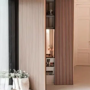 Hidden Closet Door with Frameless Grille Design