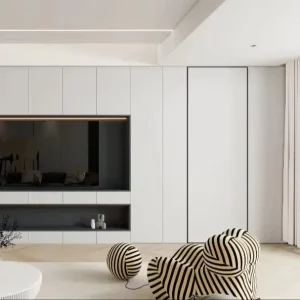 Hidden Interior Door for Walls and Cabinets, Solid Wood Composite Polymer, Fire-Resistant, Manual Side Opening