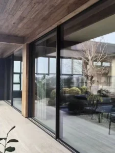 Hidden Sill Easy Cleaning Design Wind Pressure Resistant Aluminum Alloy Villa Exterior Sliding Glass Door Entry Hotel Minimalist