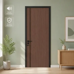 High-End Aluminum Frame Wood Door of Eco-Friendly Melamine MDF and Water Resistant for Commercial Office and Villa Use