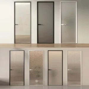 High End Custom Single Open Retro Glass Door Extremely Narrow Aluminum Alloy Curved Kitchen Bathroom Door For Bedrooms Villas
