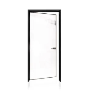 High End Modern Anti Theft Casement Door Aluminum Frame with Extremely Narrow Clear Glass Swing Windproof Finished Surface