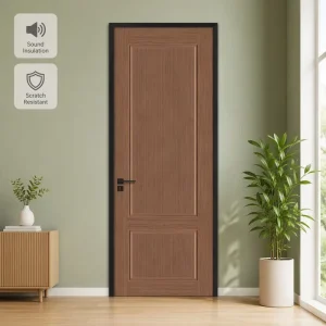 High-End Paint-Free Aluminum Frame Wood Door with Melamine Faced Board and Eco-Friendly for Office and Villa Use