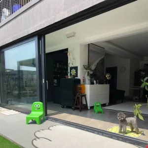 High Quality 3 Panel Tempered Glass Waterproof Balcony Patio Doors Aluminum Frame Exterior Wind Resistance